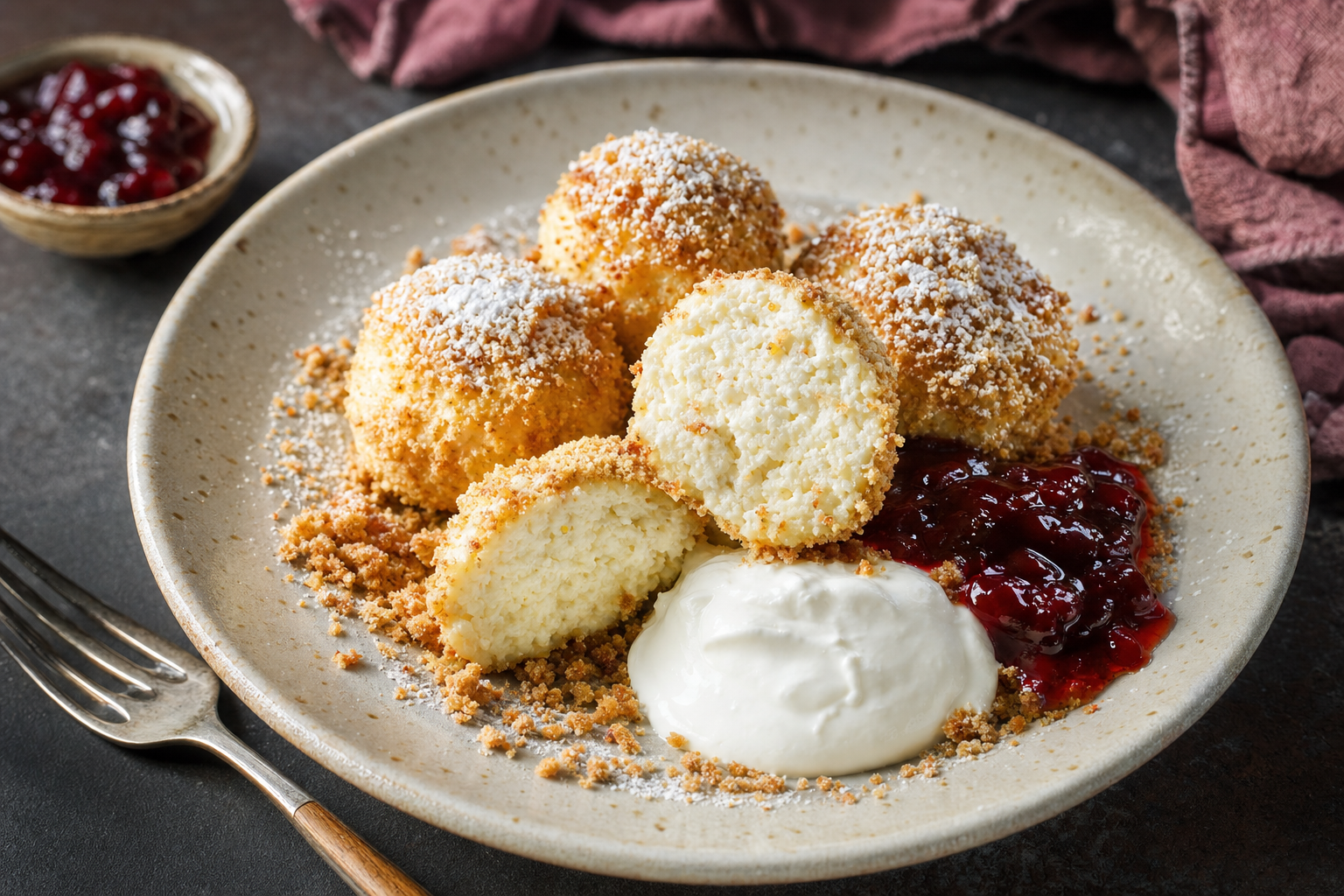 Túrógombóc (Hungarian Sweet Cheese Dumplings)